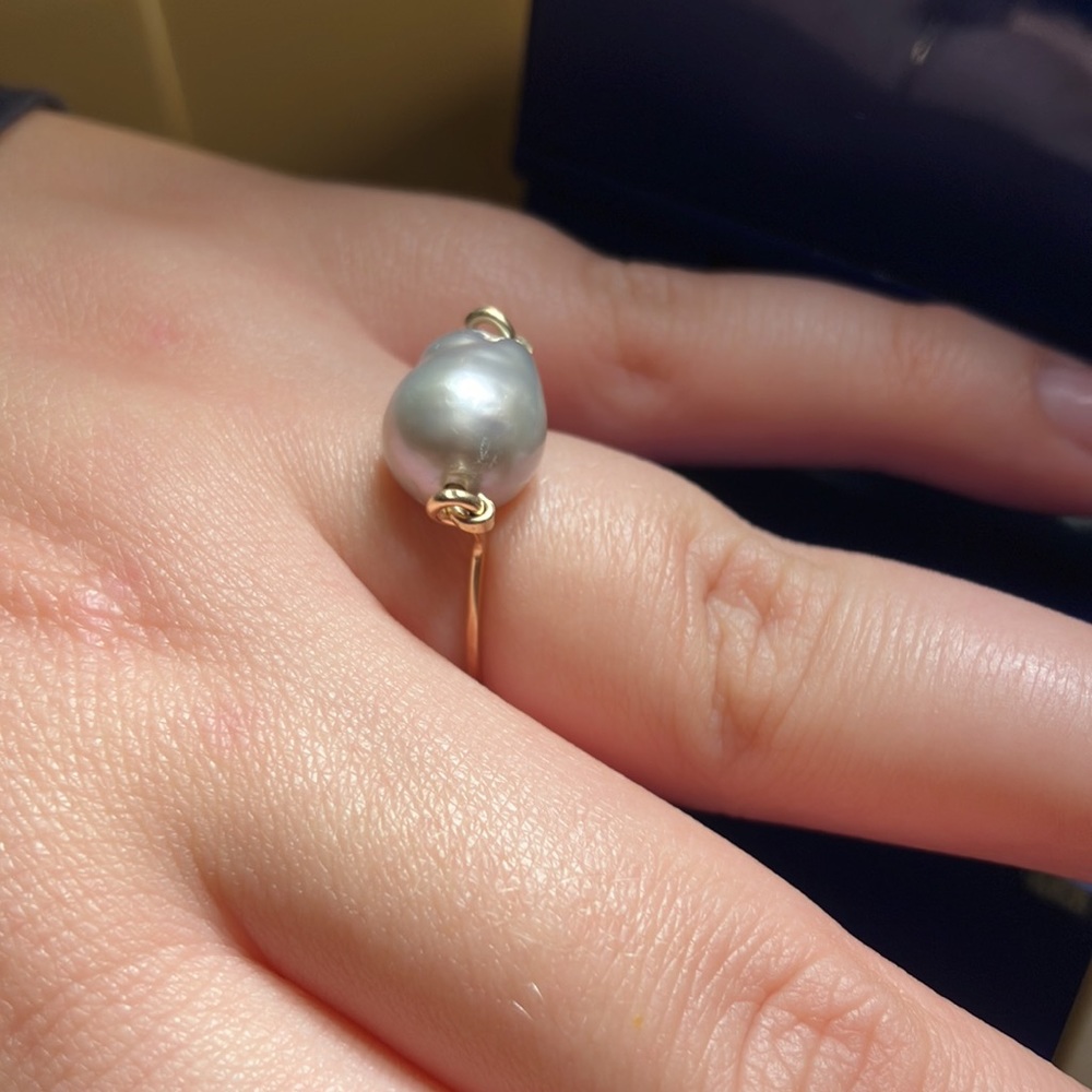 solid 14K gold fill ring with baroque pearl.